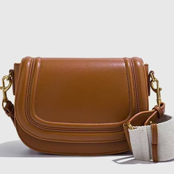 Wide Strap Saddle Bag for Women | Contrast, Magnetic Flap A6