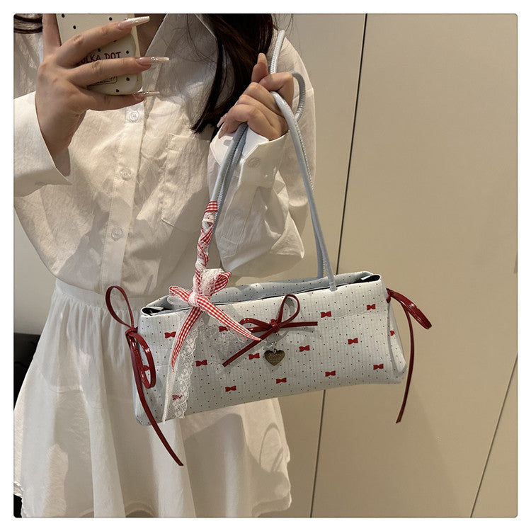 Bowknot Baguette Shoulder Bag | PU Underarm Bag for Women A50