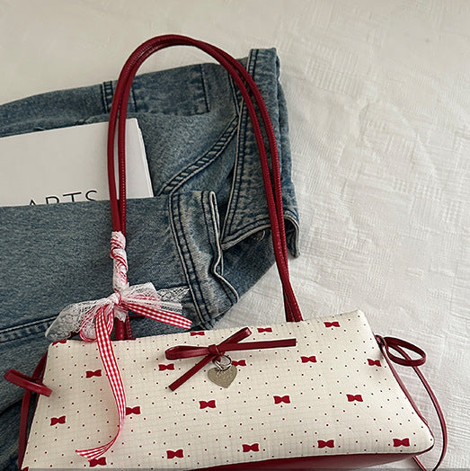 Bowknot Baguette Shoulder Bag | PU Underarm Bag for Women A50