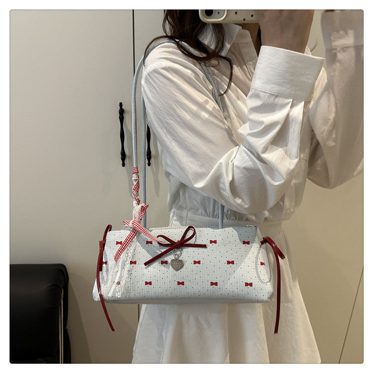 Bowknot Baguette Shoulder Bag | PU Underarm Bag for Women A50