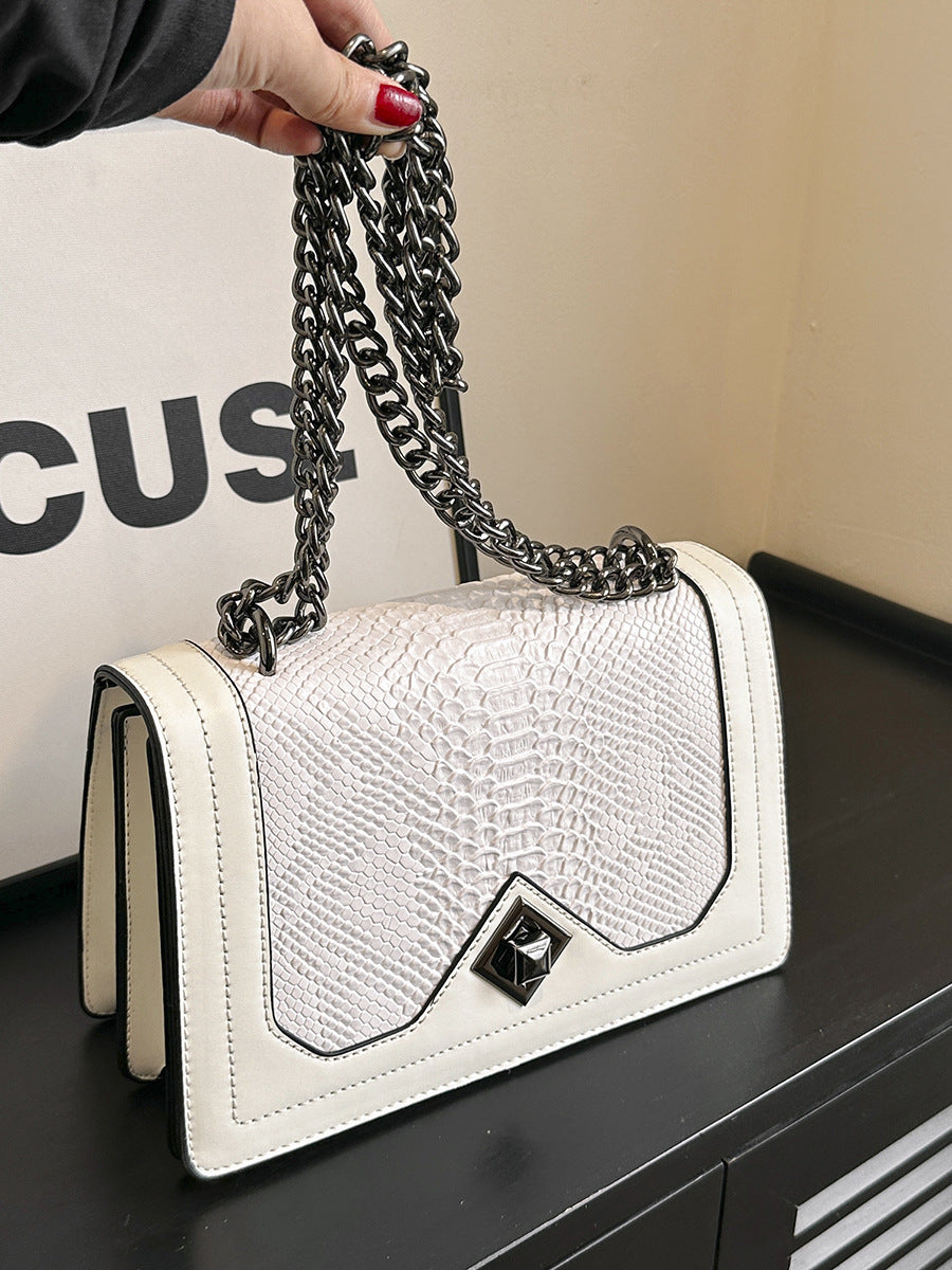 Retro Snakeskin PU Chain Bag | Women's Crossbody Square Bag A49