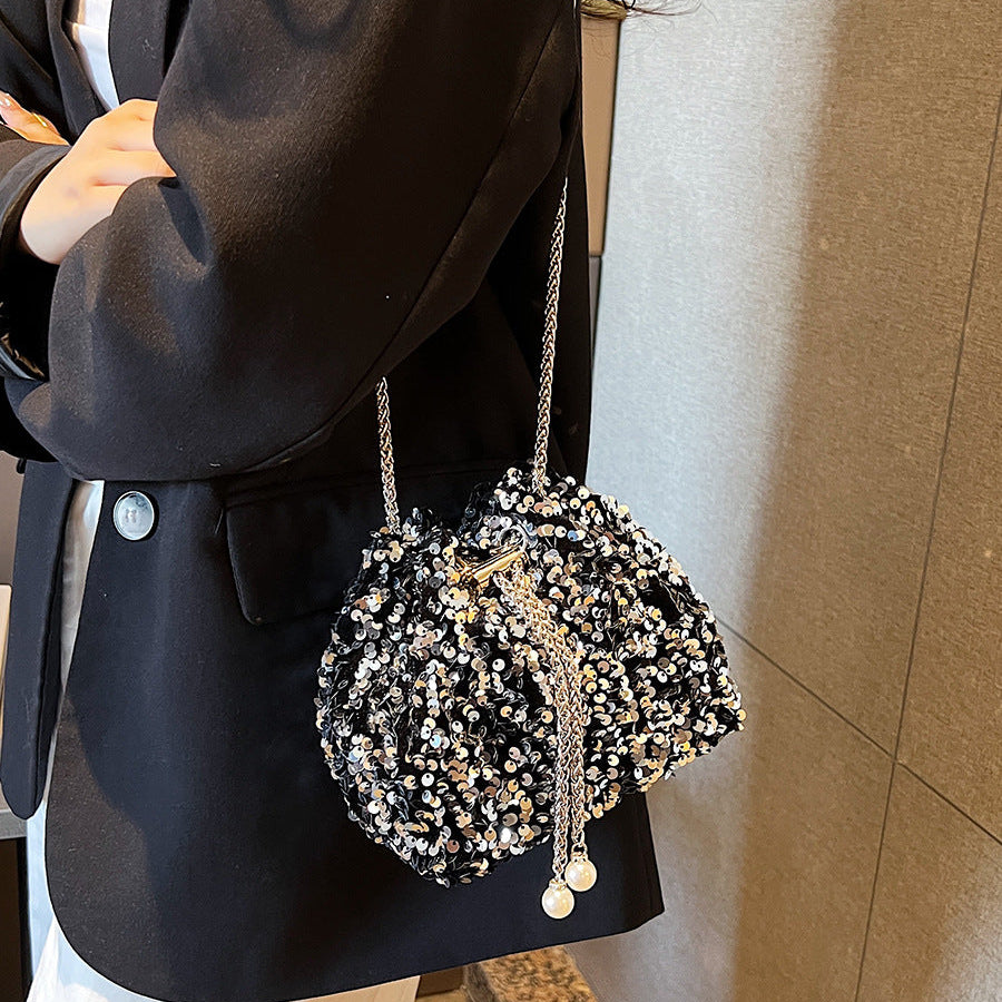 Sequin Bucket Bag | Korean Style Crossbody Evening Bag for Women A62
