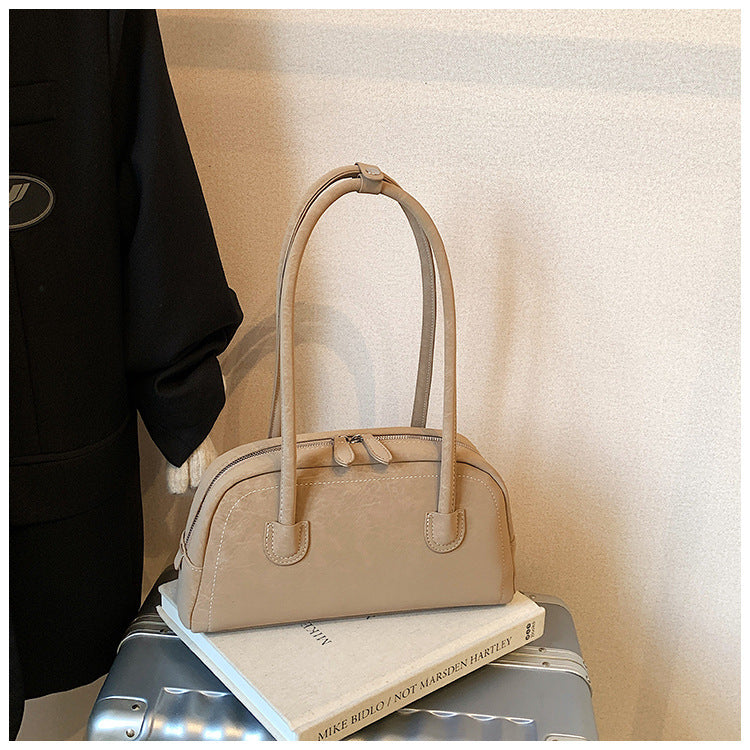 Women's Suede Shoulder Bag Retro Pillow Shape with Charm A24
