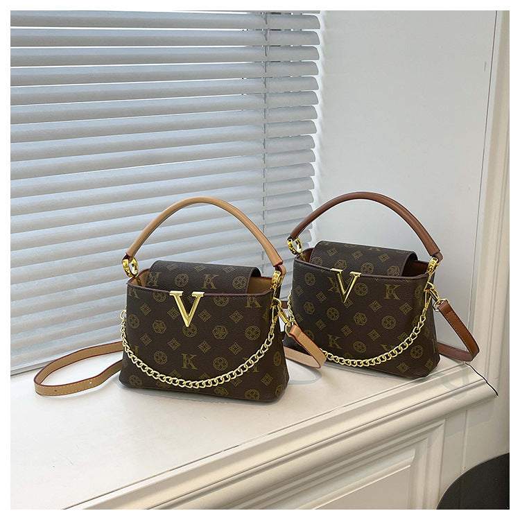Vintage Pattern Bucket Bag | PU Crossbody Shoulder Bag for Women A69