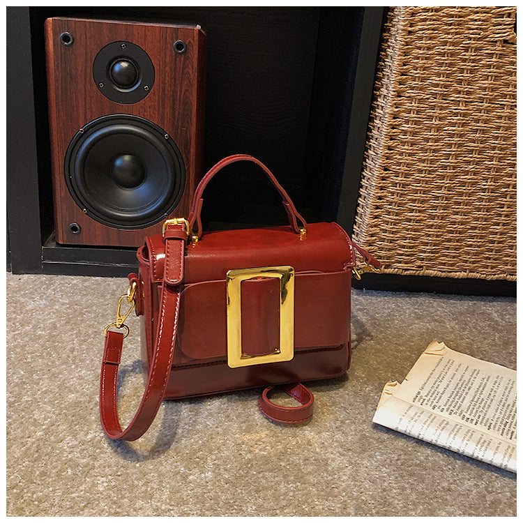 Retro Mini Square Crossbody Bag for Women | PU Leather Gold Buckle A37