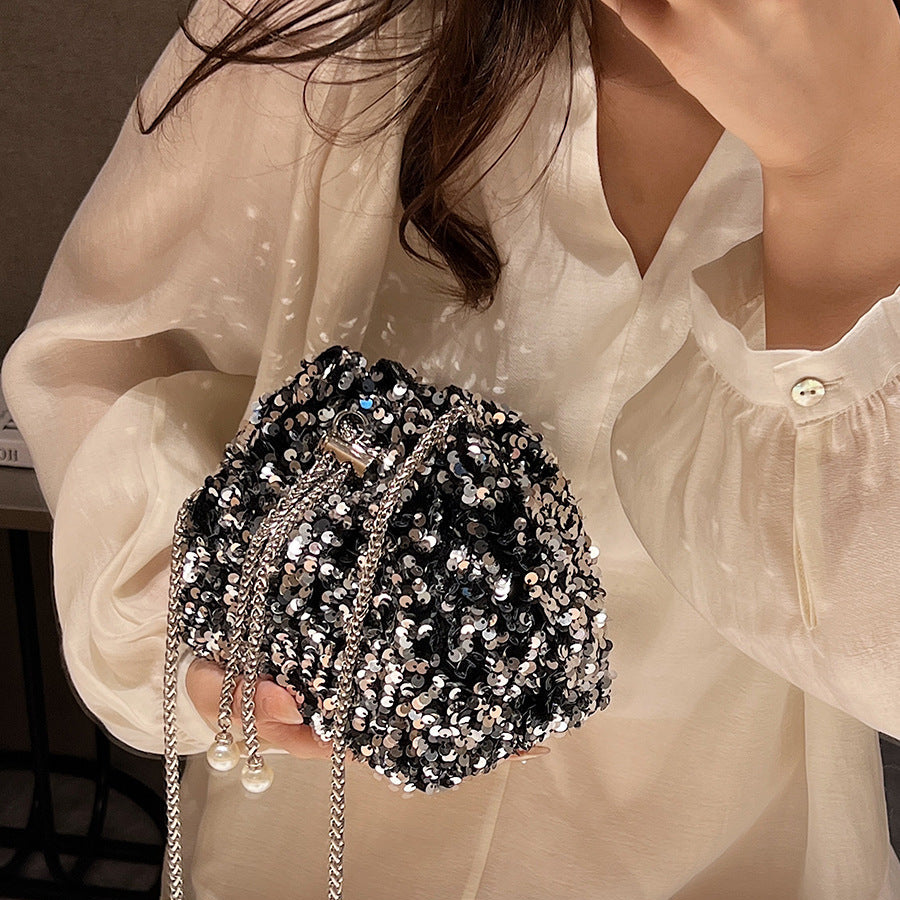 Sequin Bucket Bag | Korean Style Crossbody Evening Bag for Women A62