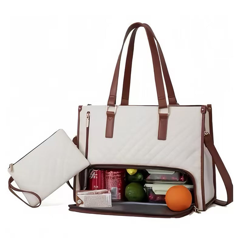 Insulated Lunch Bag for Women | Laptop Sleeve, Quilted Tote A12