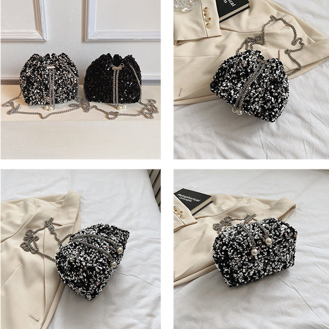 Sequin Bucket Bag | Korean Style Crossbody Evening Bag for Women A62