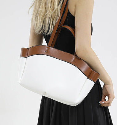 Women's Large Tote Shoulder Bag Colour Block Trim, Open Carry A32