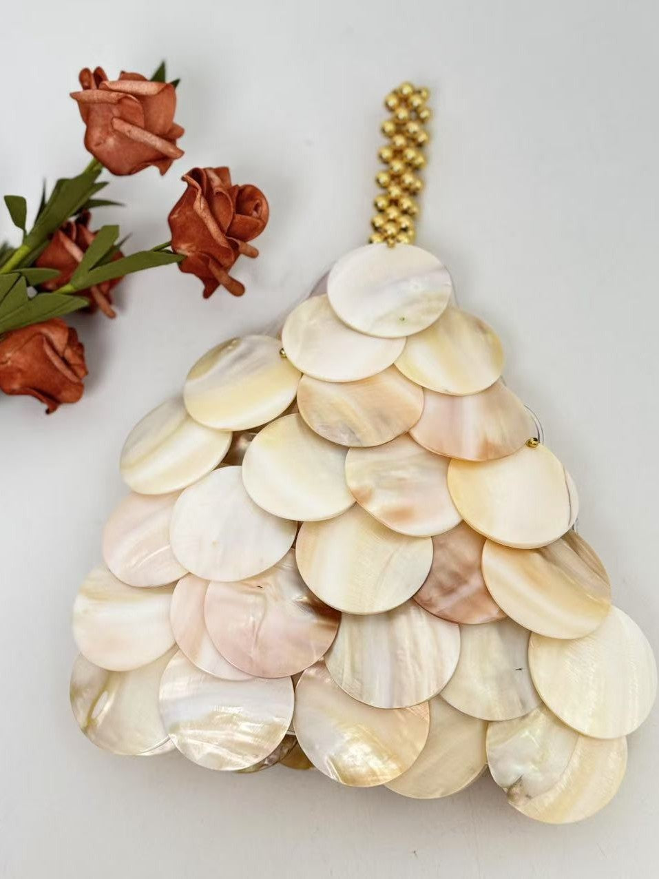 Mother-Of-Pearl Shell Bag | Hand-Sewn Beaded Crossbody Clutch A67