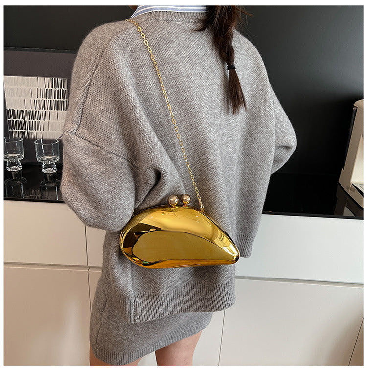 Pearl Chain Evening Clutch Bag | Oval Marble Finish A36