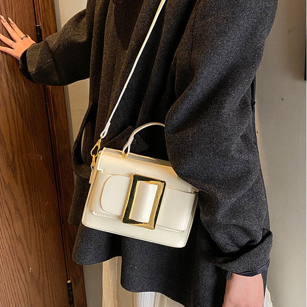 Retro Mini Square Crossbody Bag for Women | PU Leather Gold Buckle A37