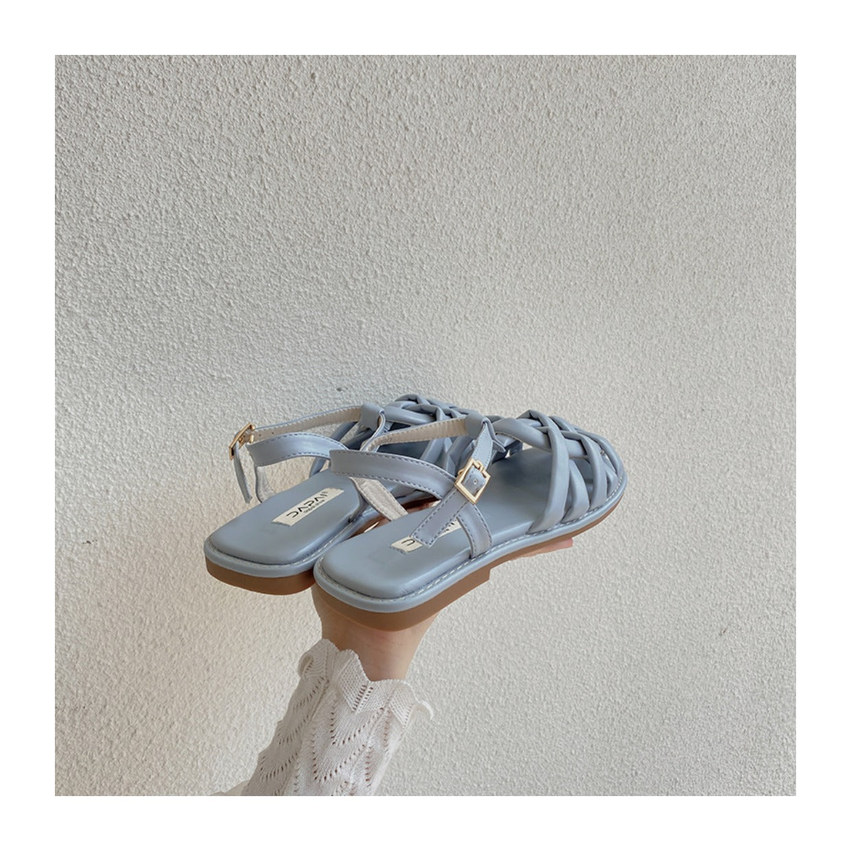 Roman Style Hollow Buckle Sandals | Open-Toe Flat Sandals for Women A79