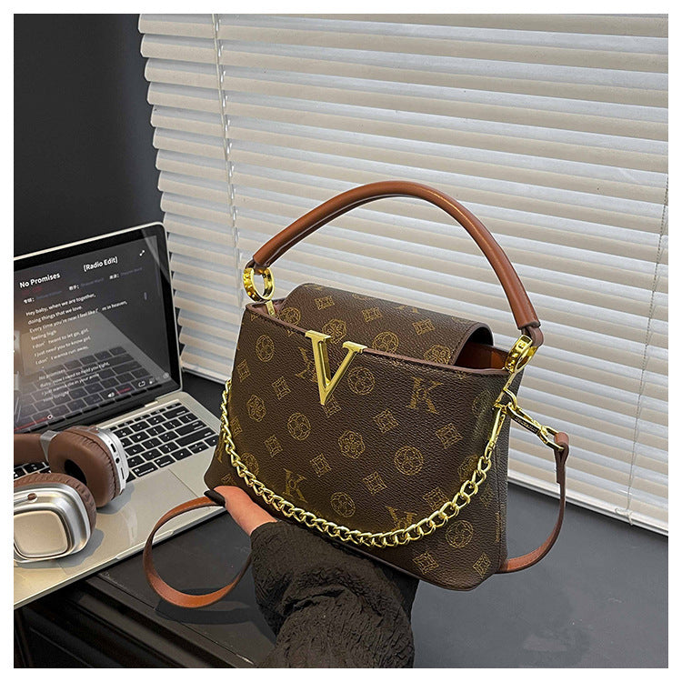 Vintage Pattern Bucket Bag | PU Crossbody Shoulder Bag for Women A69