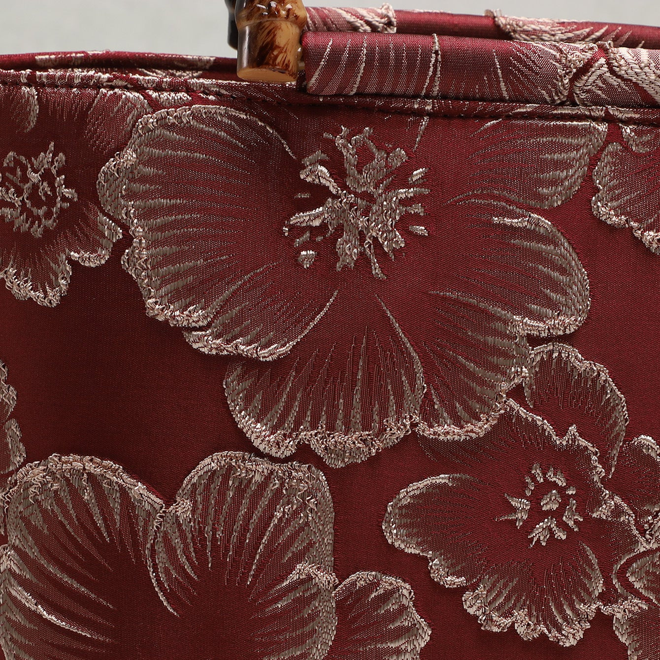 Bamboo Handle Sequin Floral Tote Bag for Women | Fabric Top Handle A46