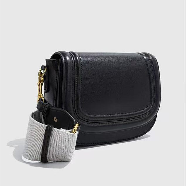 Wide Strap Saddle Bag for Women | Contrast, Magnetic Flap A6