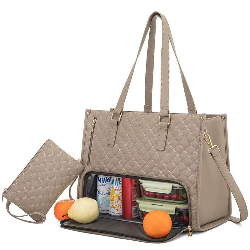 Insulated Lunch Bag for Women | Laptop Sleeve, Quilted Tote A12