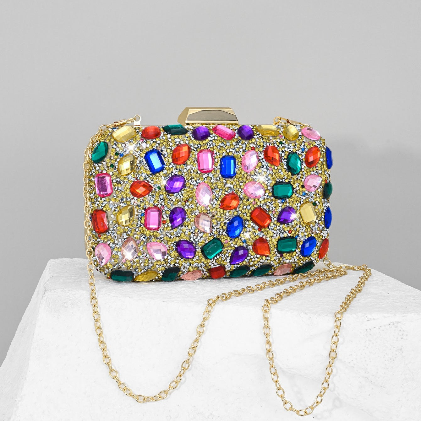 Full Rhinestone Acrylic Clutch Bag | Square Evening Banquet Bag A70