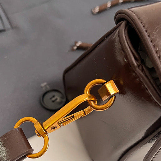 Korean Retro Lock Clasp Handbag for Women | PU Leather Chain Bag A38