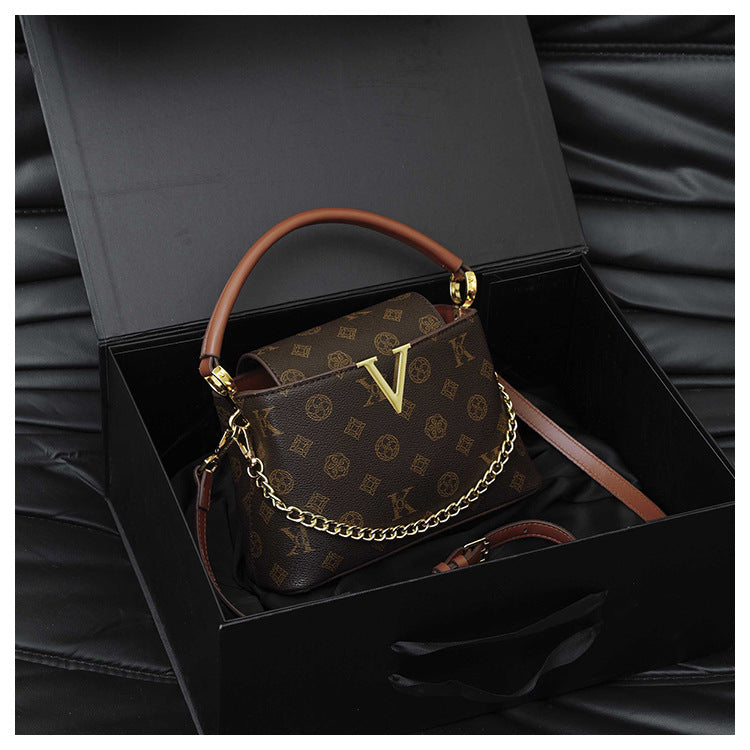 Vintage Pattern Bucket Bag | PU Crossbody Shoulder Bag for Women A69