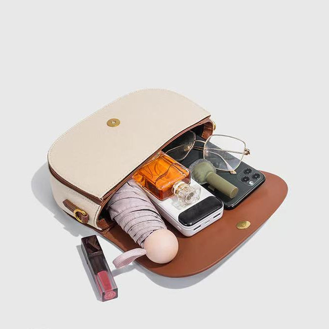 Wide Strap Saddle Bag for Women | Contrast, Magnetic Flap A6