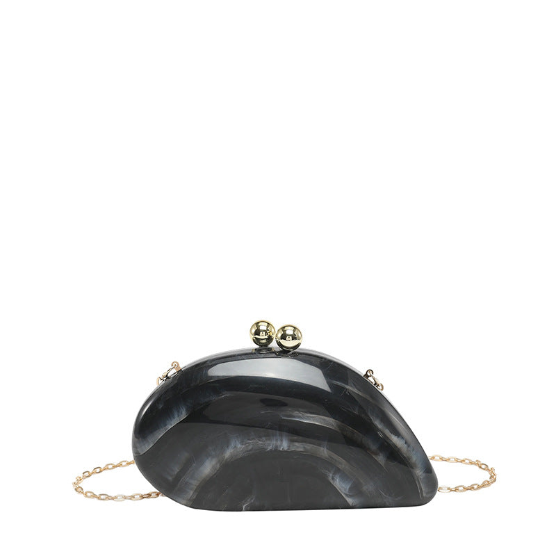 Pearl Chain Evening Clutch Bag | Oval Marble Finish A36