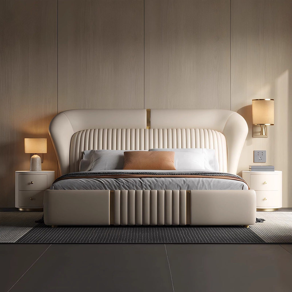 New Italian-Style Double Bed Modern Light Luxury A106