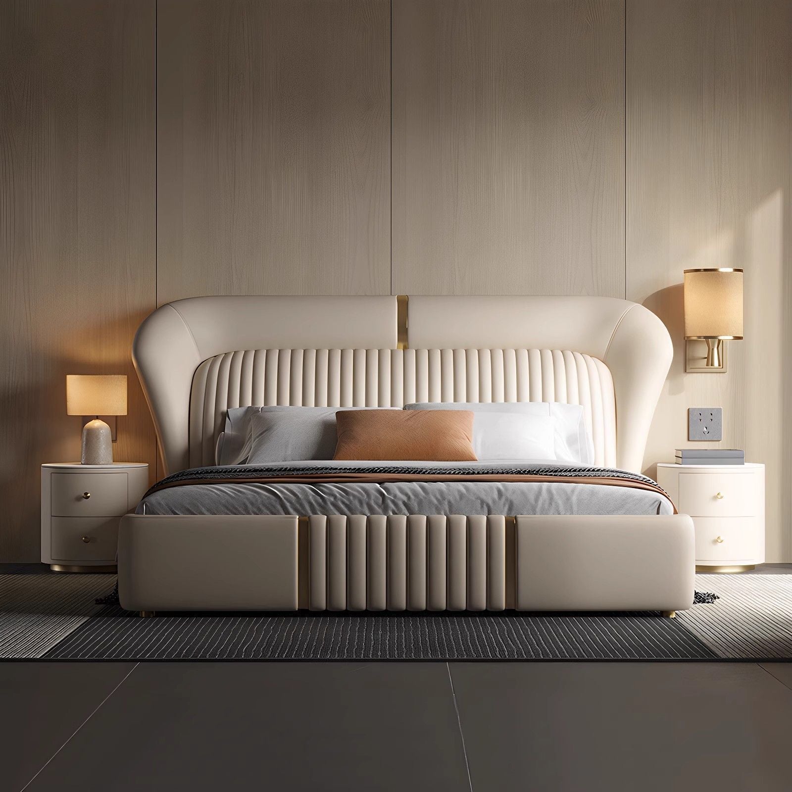 New Italian-Style Double Bed Modern Light Luxury A106