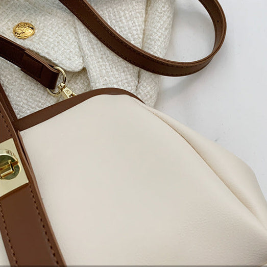 Contrast Color PU Tote Bag | Retro Fashion Handbag for Women A62