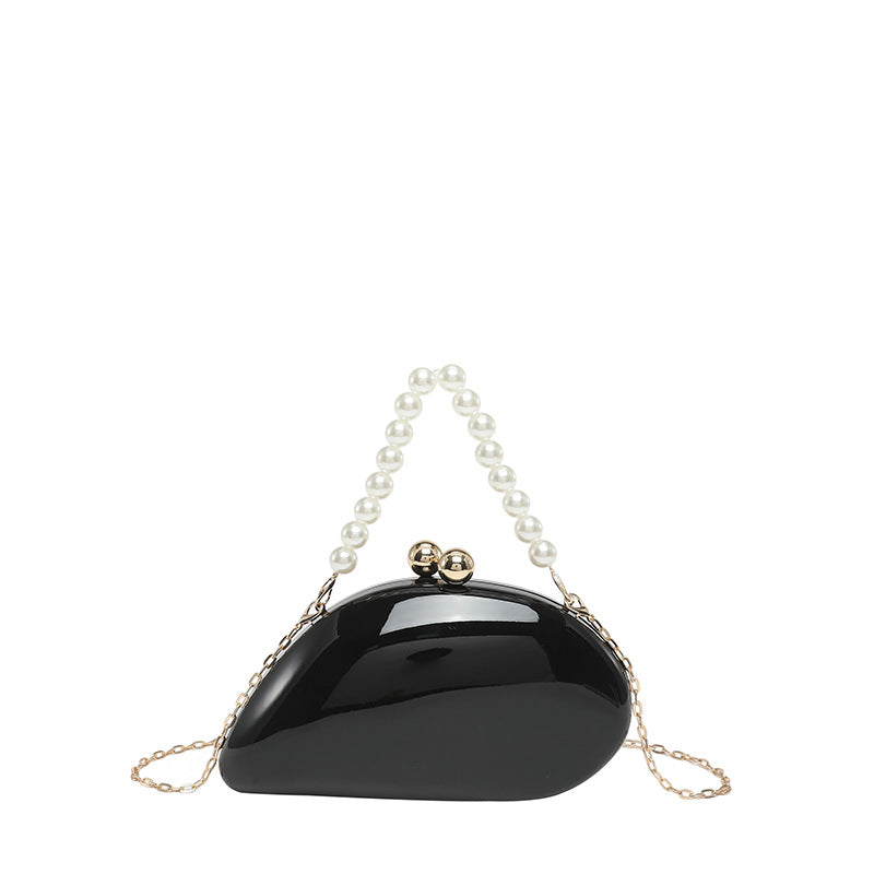 Pearl Chain Evening Clutch Bag | Oval Marble Finish A36