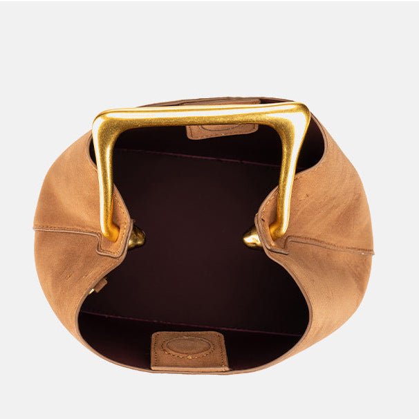 Velvet Bucket Bag for Women | Gold Metal Handle, Magnetic A4