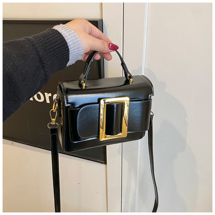 Retro Mini Square Crossbody Bag for Women | PU Leather Gold Buckle A37
