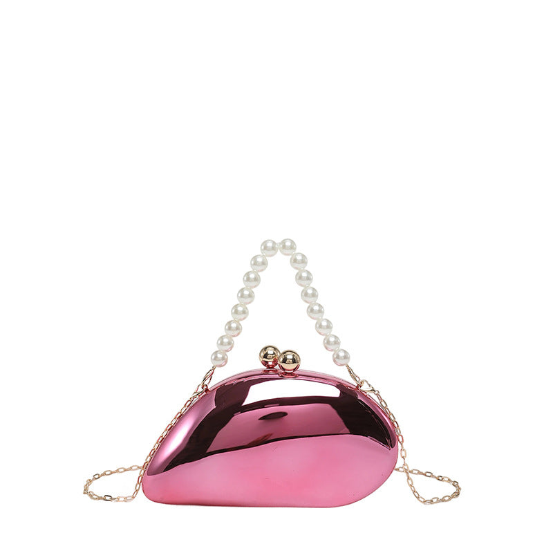 Pearl Chain Evening Clutch Bag | Oval Marble Finish A36
