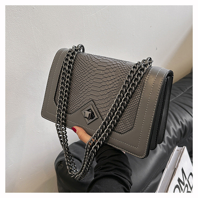 Retro Snakeskin PU Chain Bag | Women's Crossbody Square Bag A49