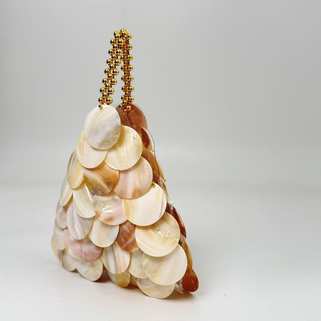 Mother-Of-Pearl Shell Bag | Hand-Sewn Beaded Crossbody Clutch A67