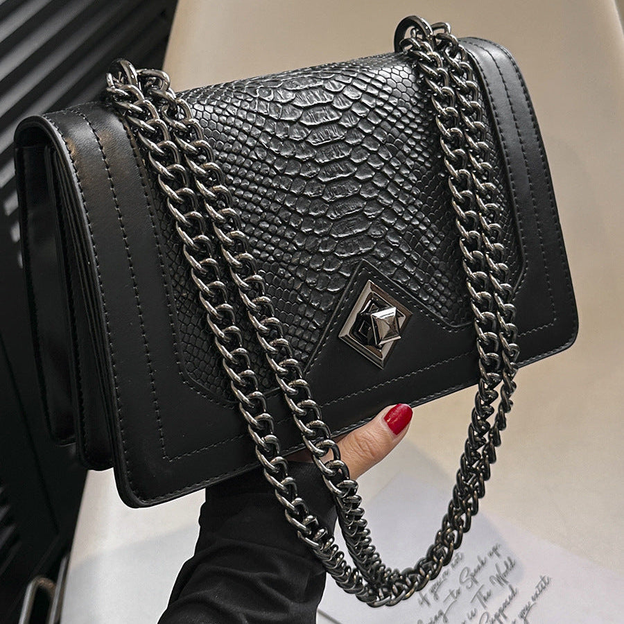 Retro Snakeskin PU Chain Bag | Women's Crossbody Square Bag A49