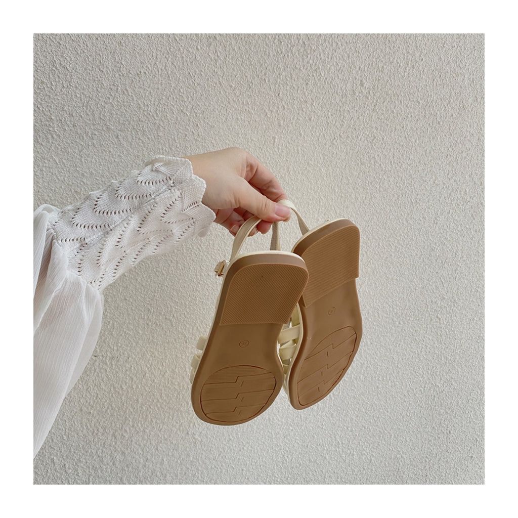 Roman Style Hollow Buckle Sandals | Open-Toe Flat Sandals for Women A79