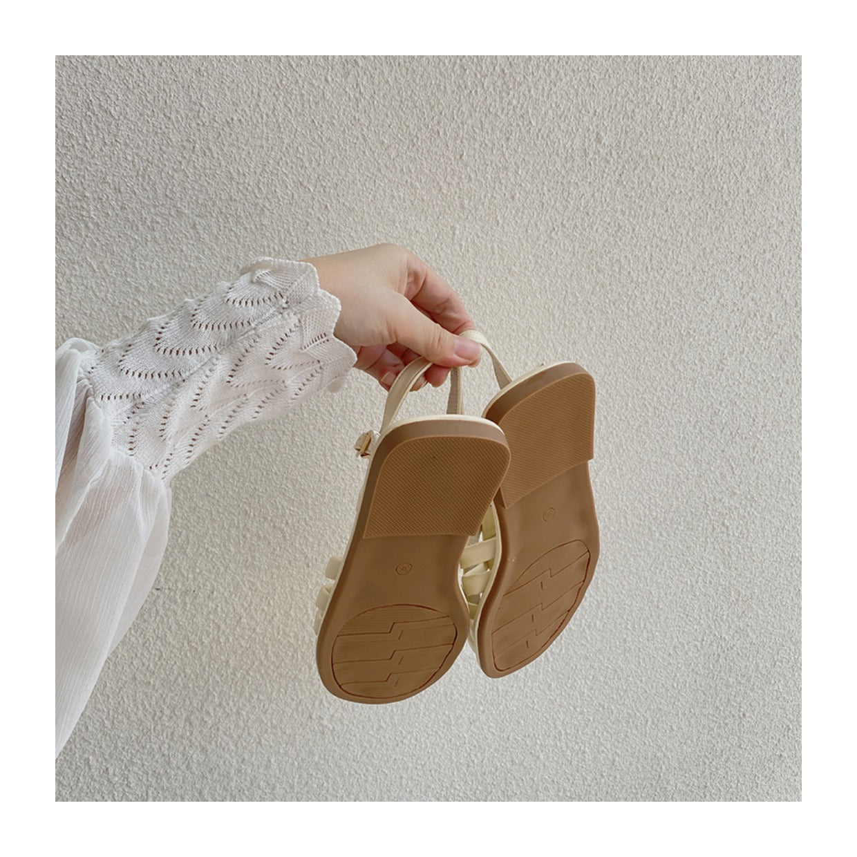 Roman Style Hollow Buckle Sandals | Open-Toe Flat Sandals for Women A79