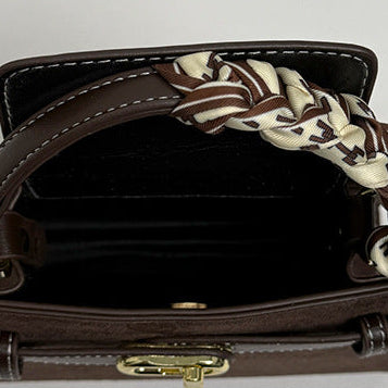 Retro Suede Shoulder Bag for Women | Braided Handle, Lock A14
