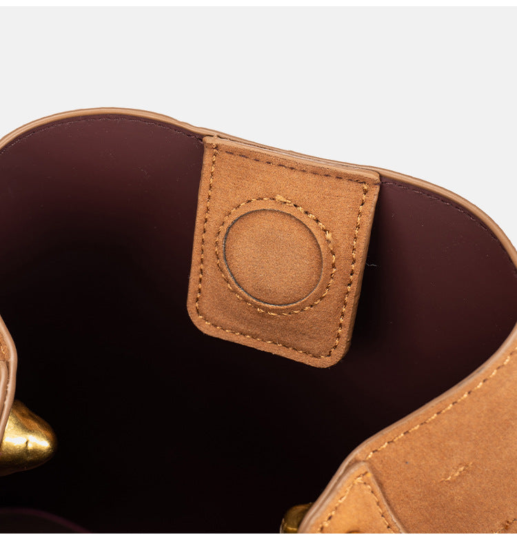 Velvet Bucket Bag for Women | Gold Metal Handle, Magnetic A4