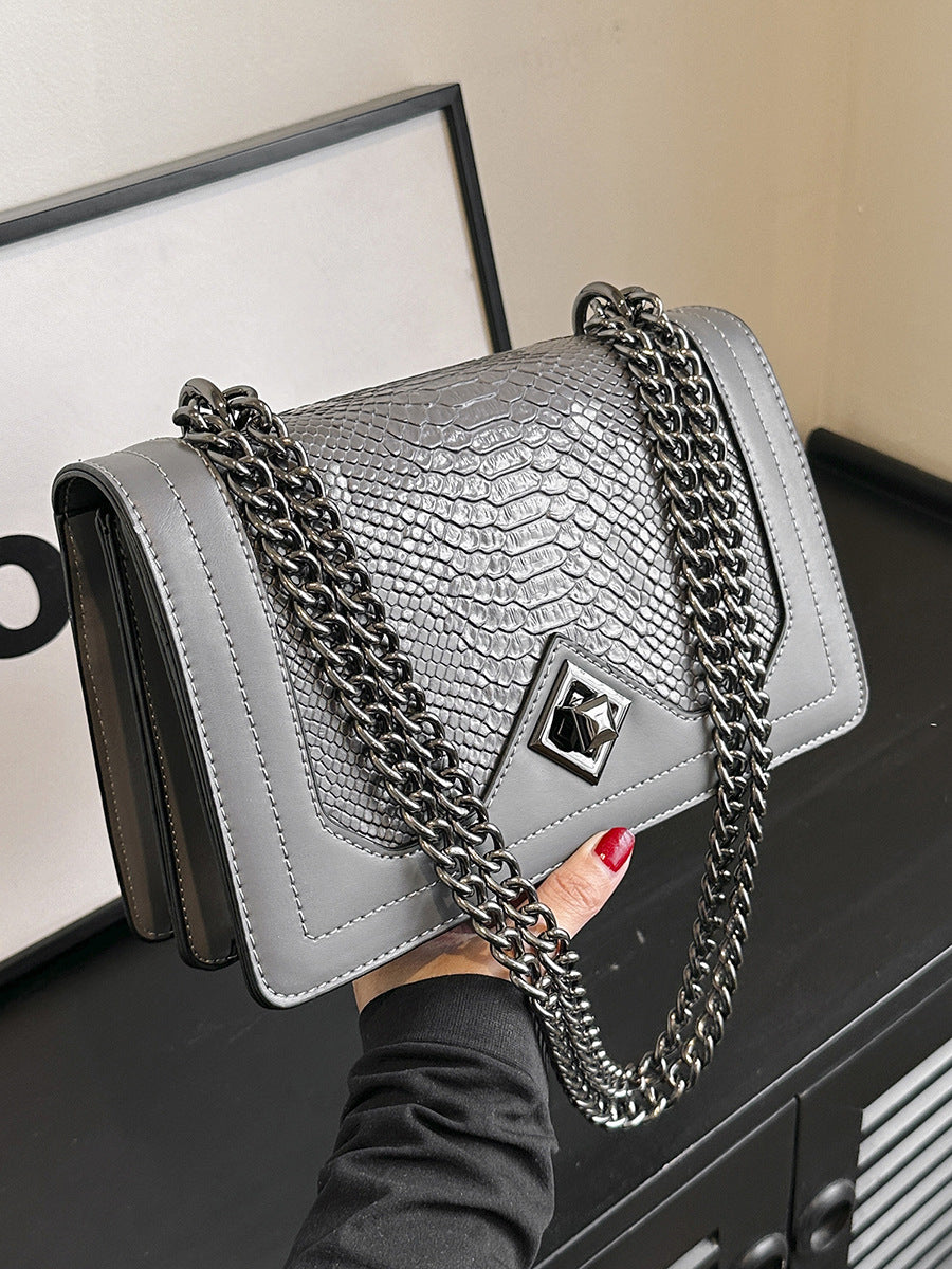 Retro Snakeskin PU Chain Bag | Women's Crossbody Square Bag A49