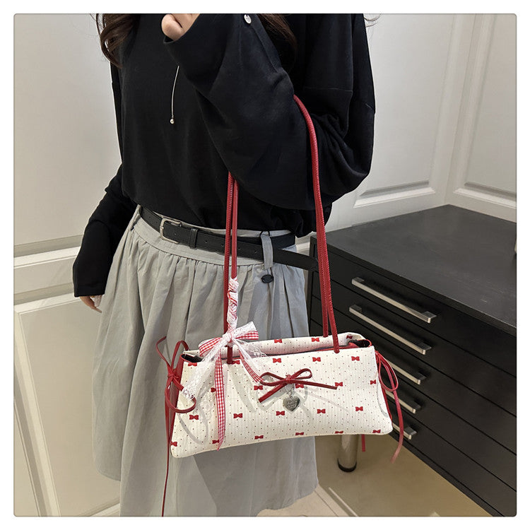 Bowknot Baguette Shoulder Bag | PU Underarm Bag for Women A50