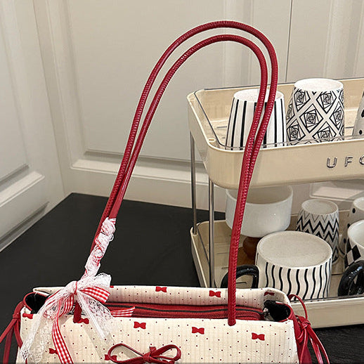 Bowknot Baguette Shoulder Bag | PU Underarm Bag for Women A50