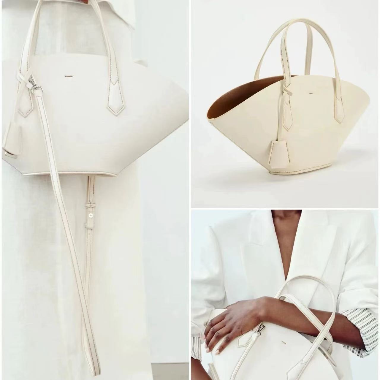 Women's Large Shoulder Tote Bag Fan Shell Shape, Drawstring Close A33