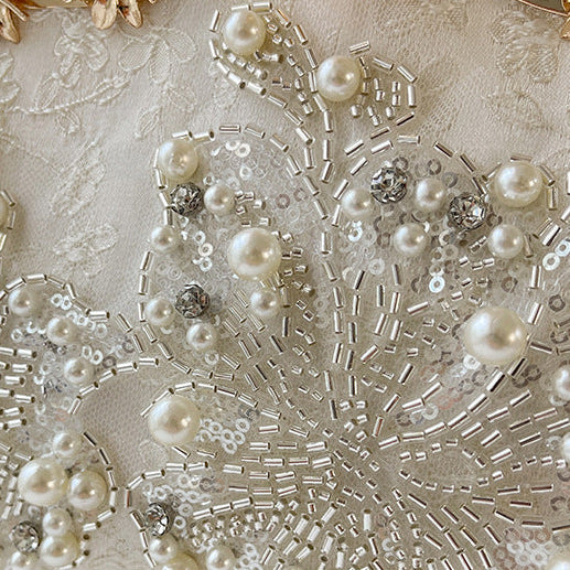Pearl Embroidered Clutch Bag | Beaded Chain Shoulder Handbag A56