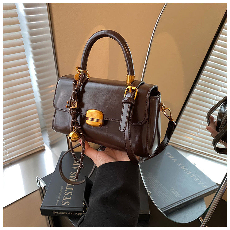 Korean Retro Lock Clasp Handbag for Women | PU Leather Chain Bag A38