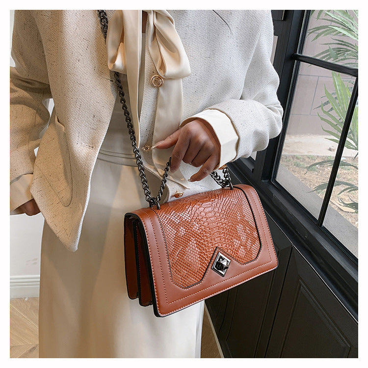 Retro Snakeskin PU Chain Bag | Women's Crossbody Square Bag A49