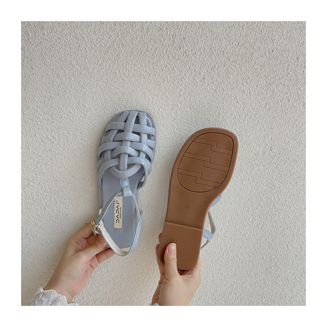 Roman Style Hollow Buckle Sandals | Open-Toe Flat Sandals for Women A79
