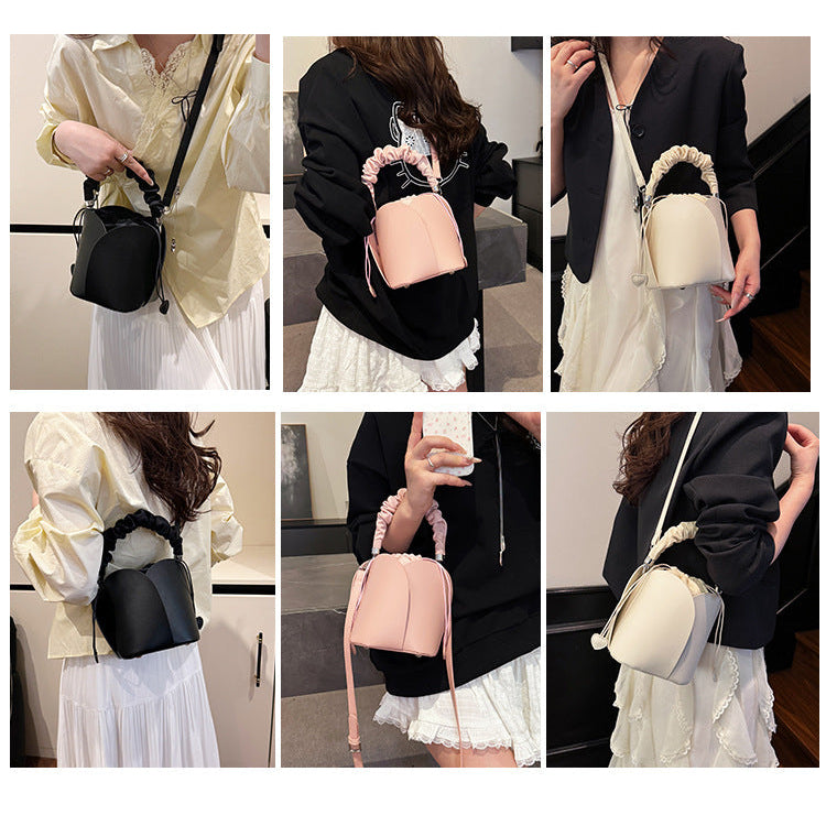 Petal Bucket Bag for Women | Ruched Handle, Drawstring Close A9