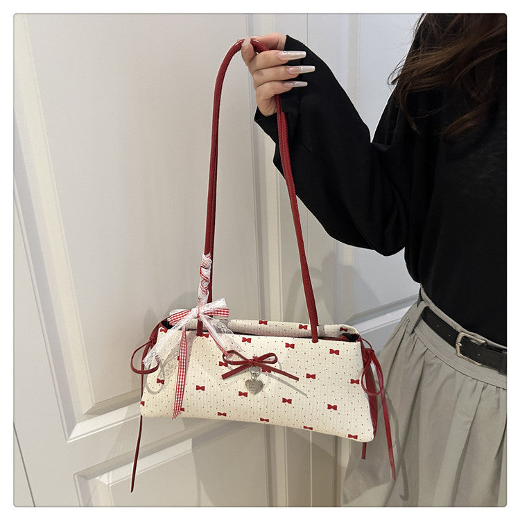 Bowknot Baguette Shoulder Bag | PU Underarm Bag for Women A50